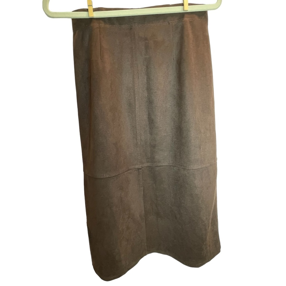 NWT! Max Studio Long Skirt Suede-like Finish Chocolate Brown Women’s Size XS - Picture 2 of 4